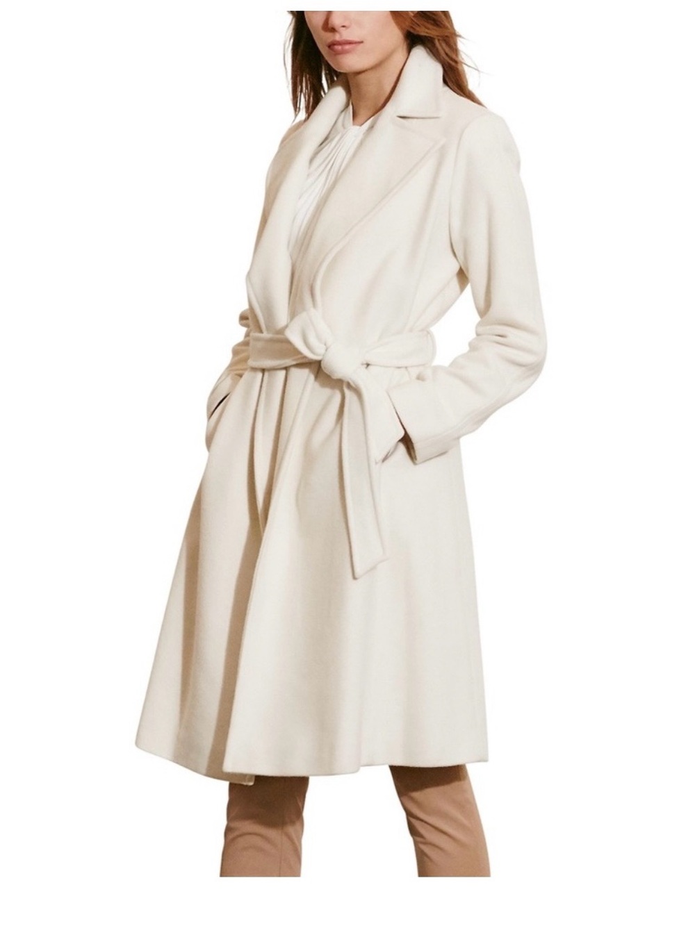 Ralph Lauren Cream Wrap Belted Long trench Coat - Picture 3 of 4